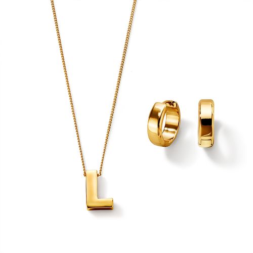 Estuche Collar + Aretes Gold Letter L