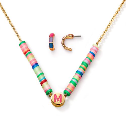 Estuche Collar + Aretes Colorful Letter M