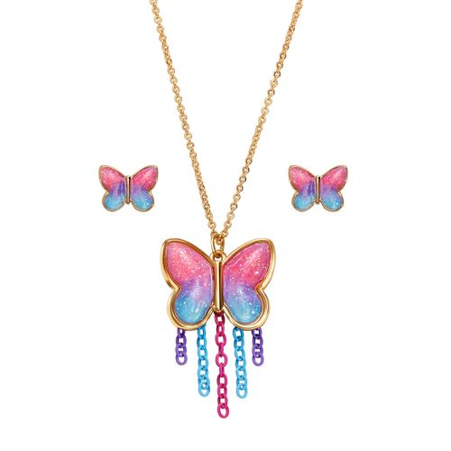 Set Collar + Aretes Butterfly Glitz