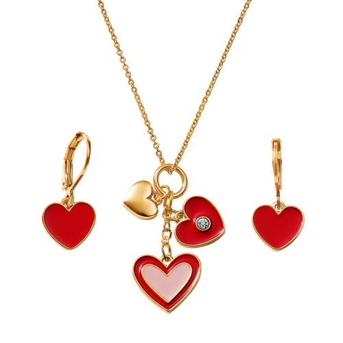 Set Collar + Aretes Red Hearts