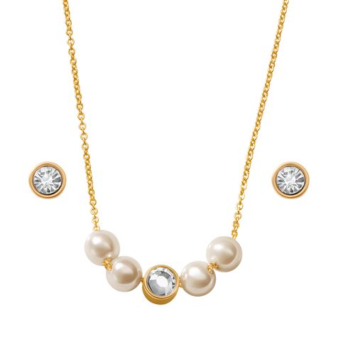 Set Collar + Aretes Touch Of Pearls