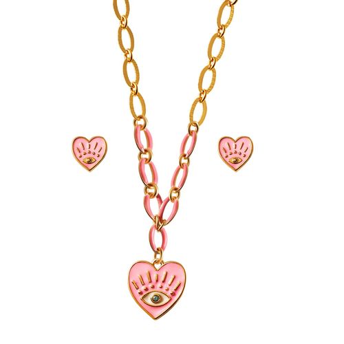 Set Collar + Aretes Think In Pink